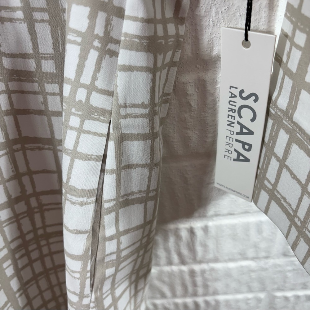 Scapa Lauren Perre White Tan Shift Dress Small NWT - Picture 3 of 5